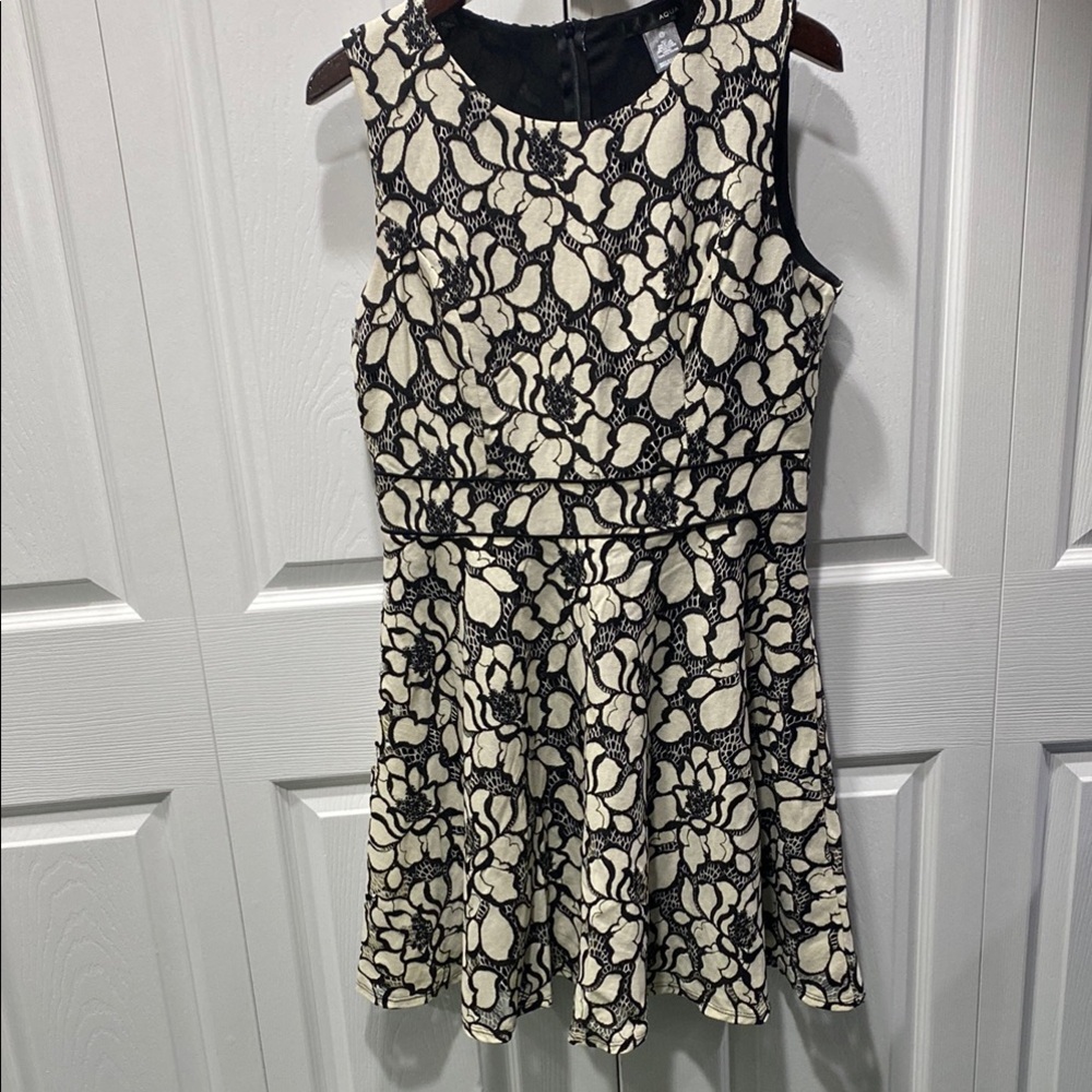 Aqua Black and Cream Sleeveless Fit and Flare Mini Dress